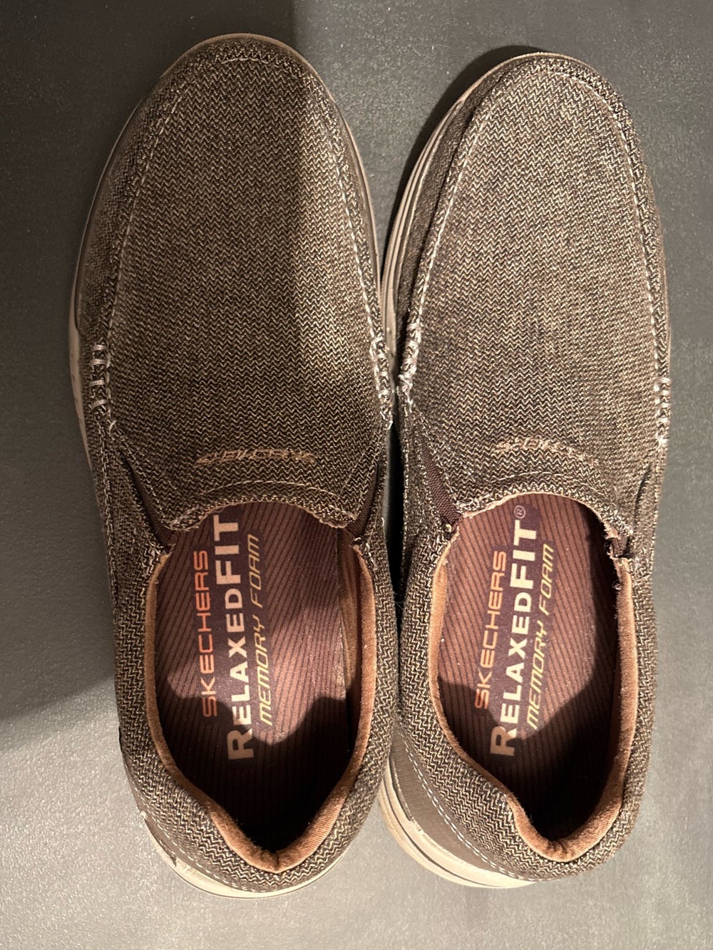Skechers Relaxed Fit Slip-On Loafers in Brown Canvas